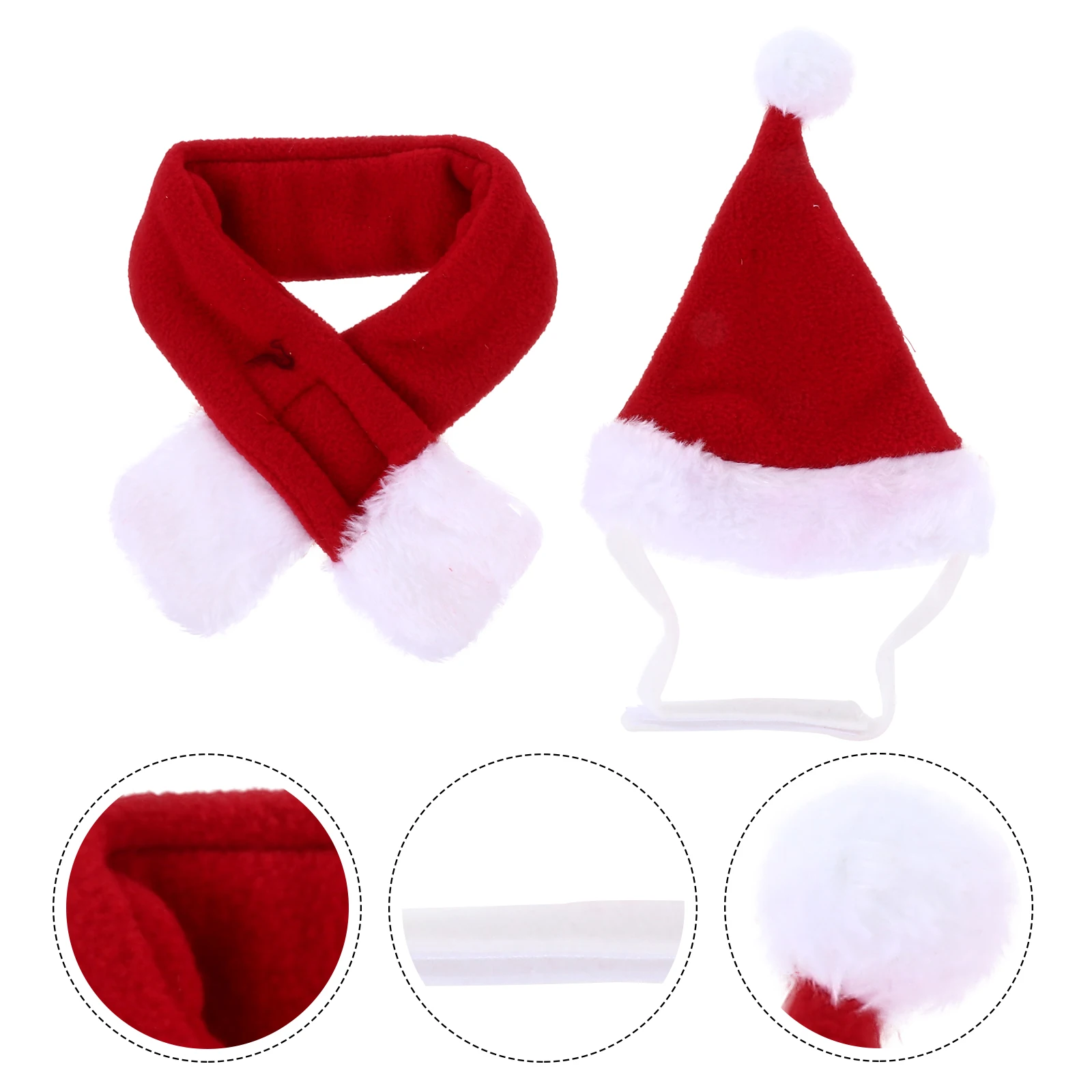 

2 Pcs Christmas Pet Hat Scarf Set Small Dog Outfits Santa for Cats Polar Fleece Party Supplies