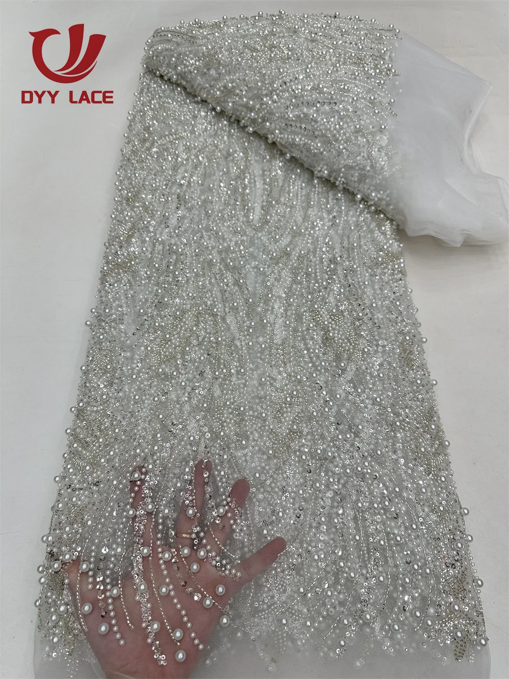 Luxury African Sequins Tulle Embroidered Groom Lace Fabric 2024 High Quality Beaded Sequins Lace Fabric For Nigerian Wedding