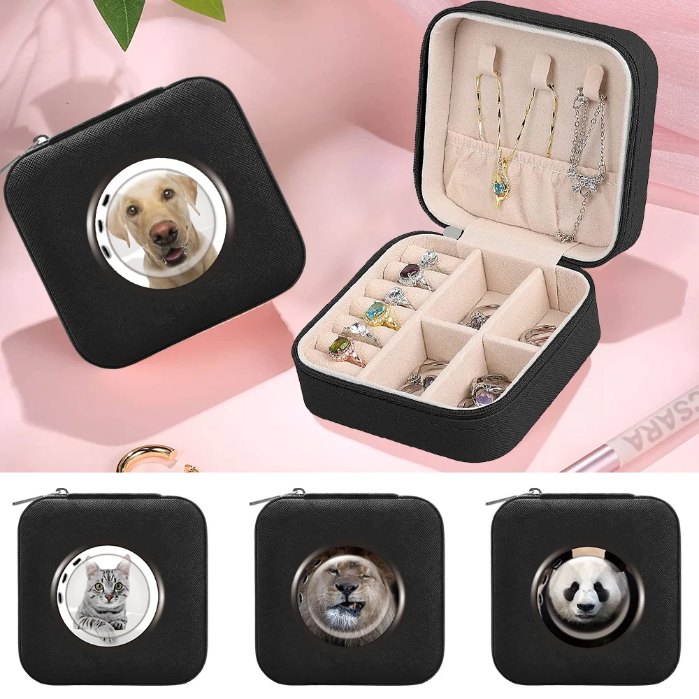 

New Women's Jewelry Storage Box Window Series Fashion Jewels Organizer Boxes PU Leather Simplicity Waterproof Jewel Case