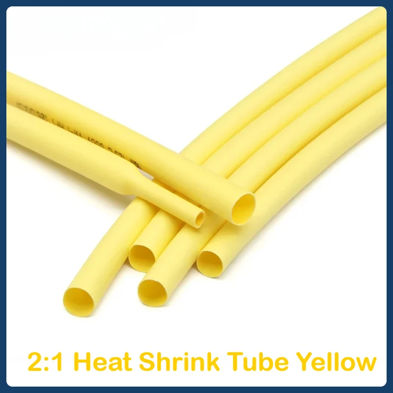 

1/5/10/25/50M 2:1 Heat Shrink Heatshrink Tube Yellow Diameter 1mm ~ 50mm Wire Repair DIY Cable Protecctor Tubing Sleeving Wrap