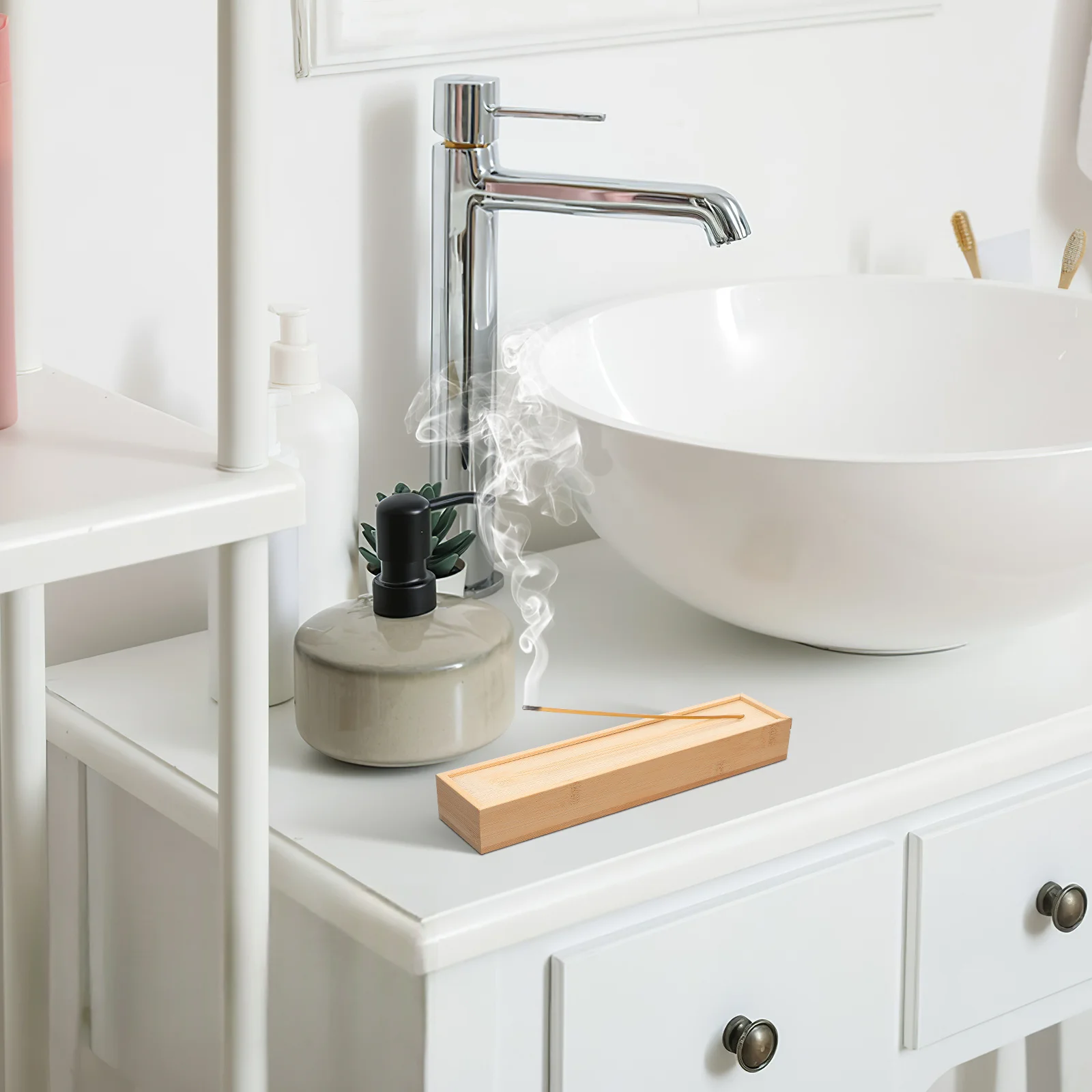 

1pc Handmade Bamboo Incense Stick Storage Box Simple Holder Case for Organizing Incense Vintage Design Random Color