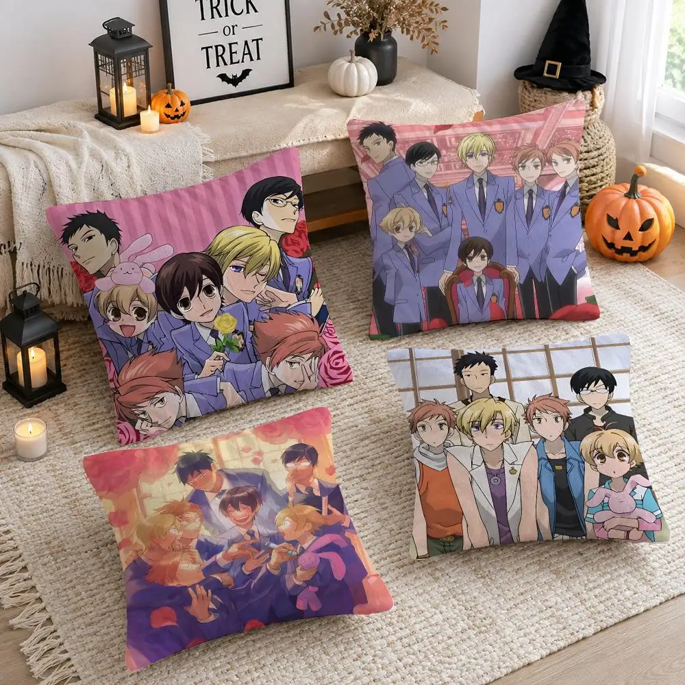 Anime O-Ouran High School Host Club Cushion Cover Plush Decorative Pillow Case With Hidden Zipper Cutecore Room Decor For Home