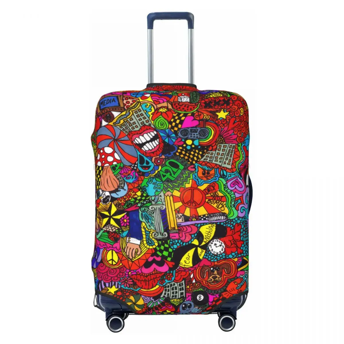 

Custom Graffiti Trippy Hippie Pattern Luggage Cover Funny Street Art Suitcase Protector Covers Suit For 18-32 inch