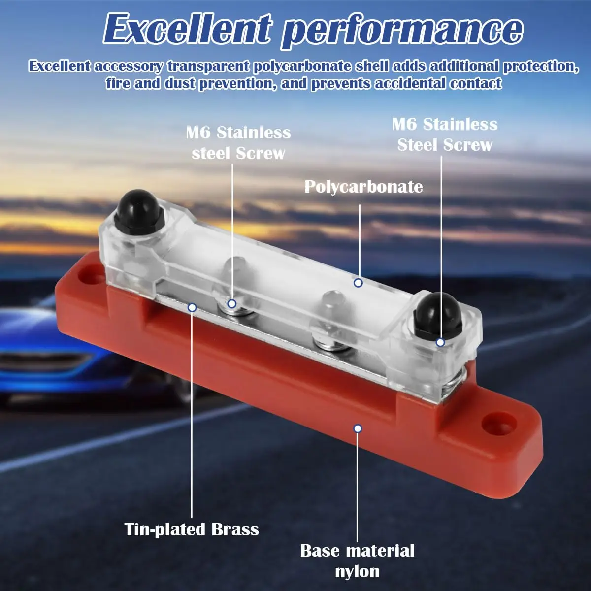 Power Distribution Block, Bus Bar Junction Block Battery Busbar Terminal Block Ground Connecting Block 12V - 48V