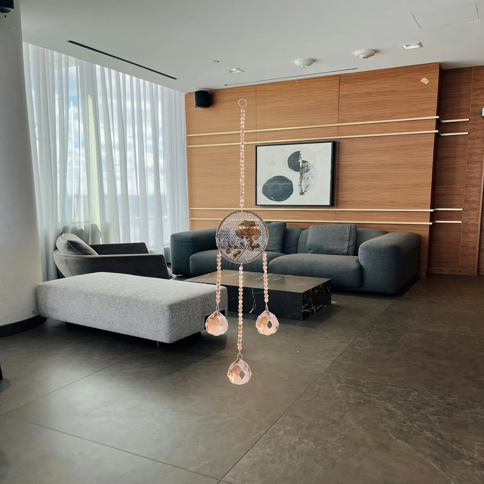 Champagne Crystal Diamond Pendant Office Window Wall Tree Decor