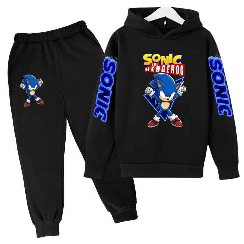 Kids New Supersonic Clothing Jogging Blue Sweatshirt Top Coat+Pants Two-piece Hoodie Boys Girls3-12Yrs Clothes Casual Sports Set