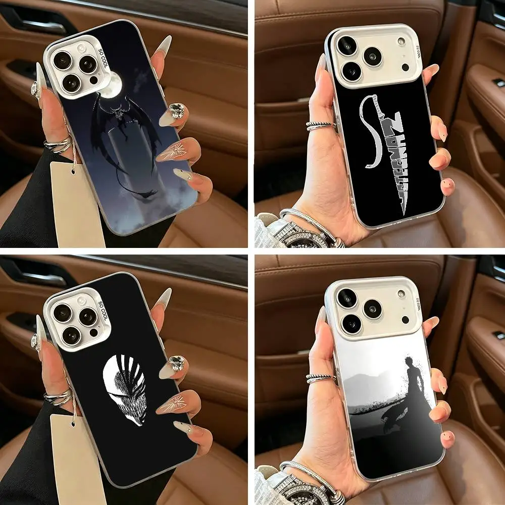 

Shonen Anime-B-BLEACH Phone Case For iPhone 11 12 13 14 15 16Pro Max Plus white silver Phone Cover