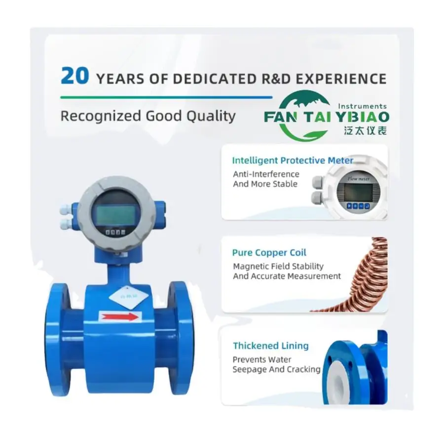 Industrial Automation Intelligent Electromagnetic Flow Water Meter RS485/4-20mA Industrial-Grade Liquid Flow Meters