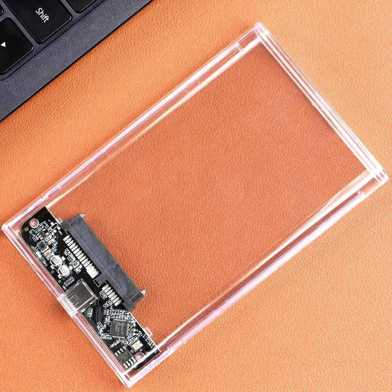 New-2.5 Inch HDD SSD Case SATA To USB 3.1 Type C 4TB Transparent External Hard Drive Housing Compatible UASP SATA III Laptop