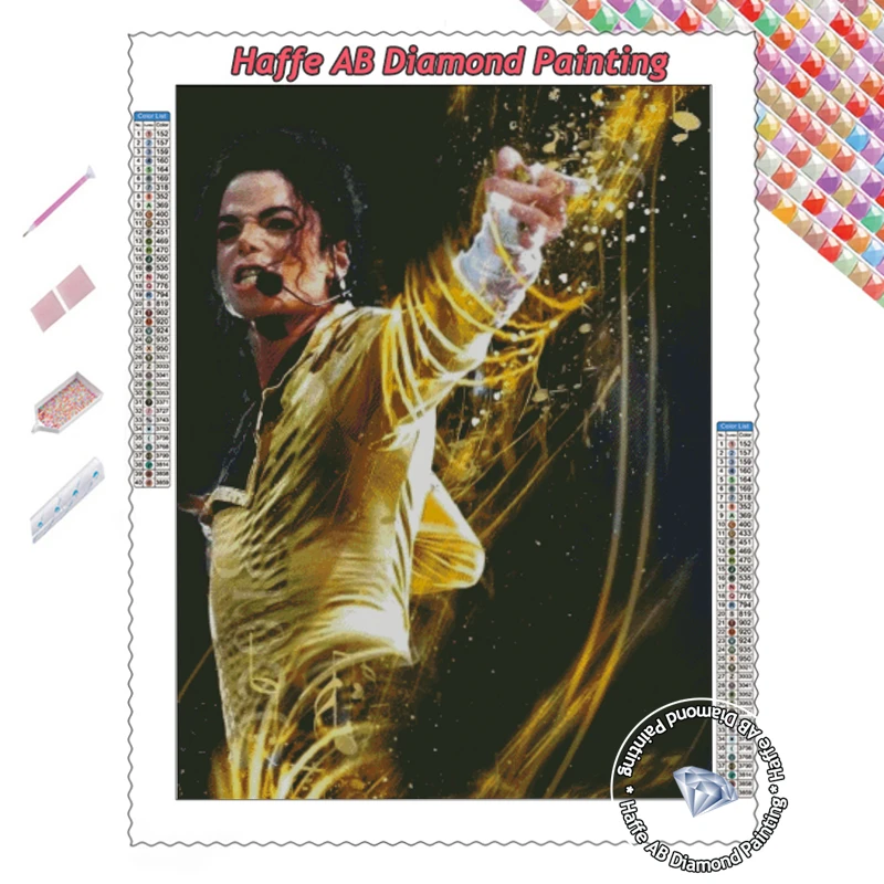 King Of Pop Michael Jackson Diamon Painting AB Full Square Drills Famous Dancer And Singer Mosaic Cross Stitch Room Decor