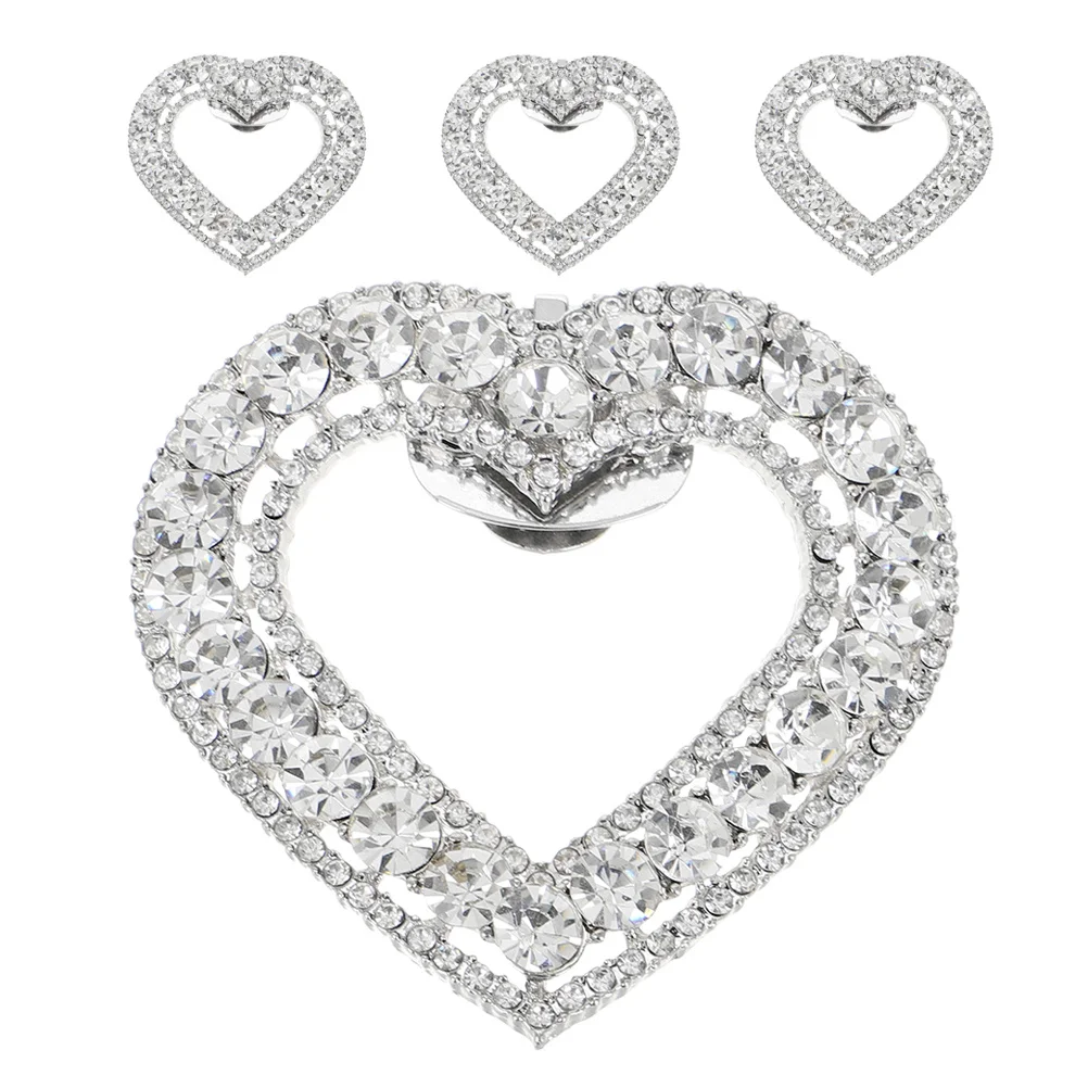 

4Pcs Sparkling Rhinestone Shoe Clips Heart Shaped Detachable Charms for Special Occasions Shoe Brooch High Heels Clips