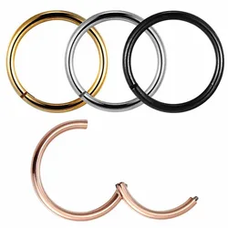 20G G23 Titanium Clicker for Nose Wing Septum Ear Piercing Jewelry 0.8mm Fine Manual Segment Tragus Earring Lobe Hoop Daith Ring