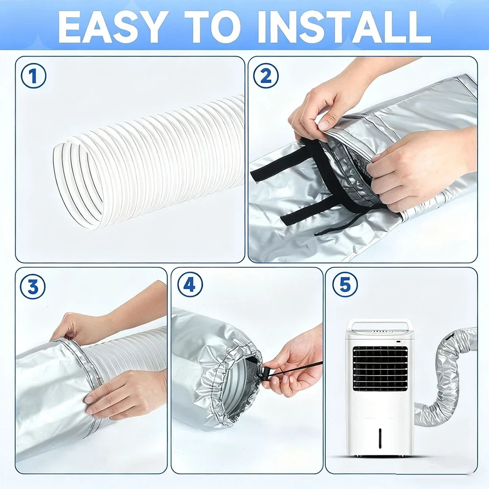 Portable AC Hose Insulation Sleeve Heat Resistant Cover For Air Conditioner Exhaust Duct Energy Saving