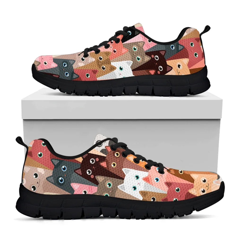 Cute Cartoon Funny Cat Pattern Women Flat Shoes Comfortable Soft Ladies Sneaker Femme Footwear Walk Shoes Zapatos