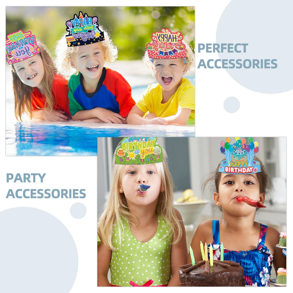 

12 Pcs Decorations Birthday Hat Set Has Party Crown Photo First 300g White Card Hats