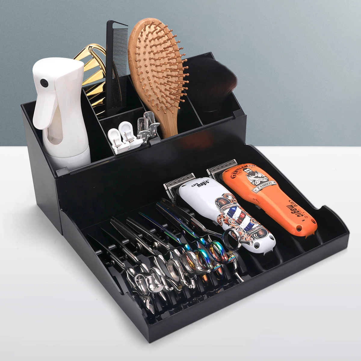 Barbershop Detachable Hairdressing Storage Box Barber Anti-slip Scissors Tray Organizer Professional Salon Styling Tool Supplies