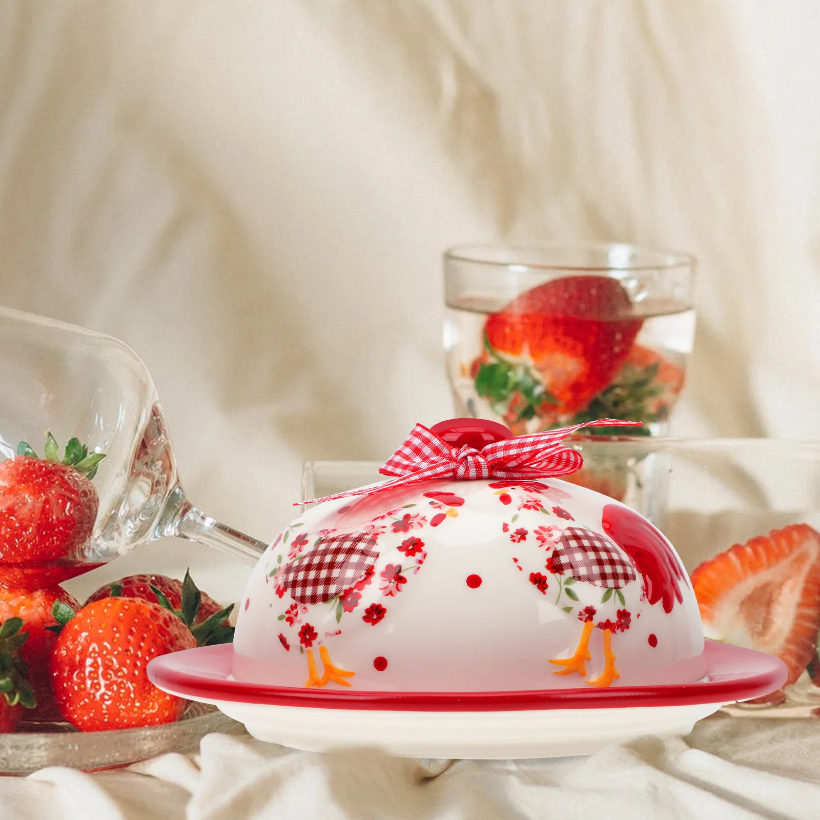 

Ceramic Butter Box Exquisite Butter Dish with Lid Kitchen Food Plate Cheese Container Food Serving Dish Pastry Tray
