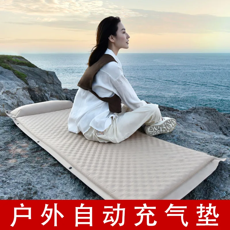 YJQ outdoor automatic inflatable sleeping mat camping inflatable mattress folding oxford cloth inflatable