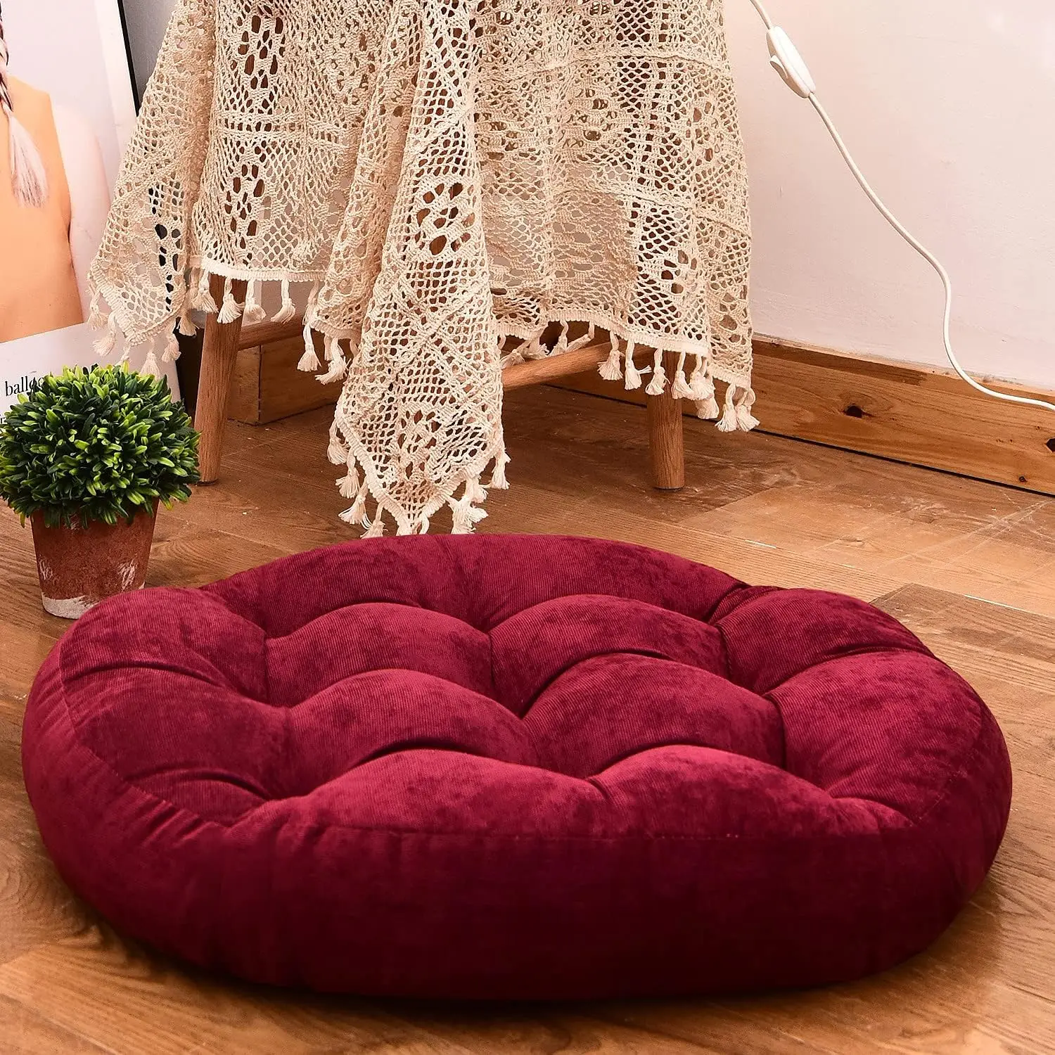 Round Large Pillows Seating for Adults Tufted Corduroy Cushion Tatami Living Room Comfort Lazy Stool Floor Seat Pillow Christmas