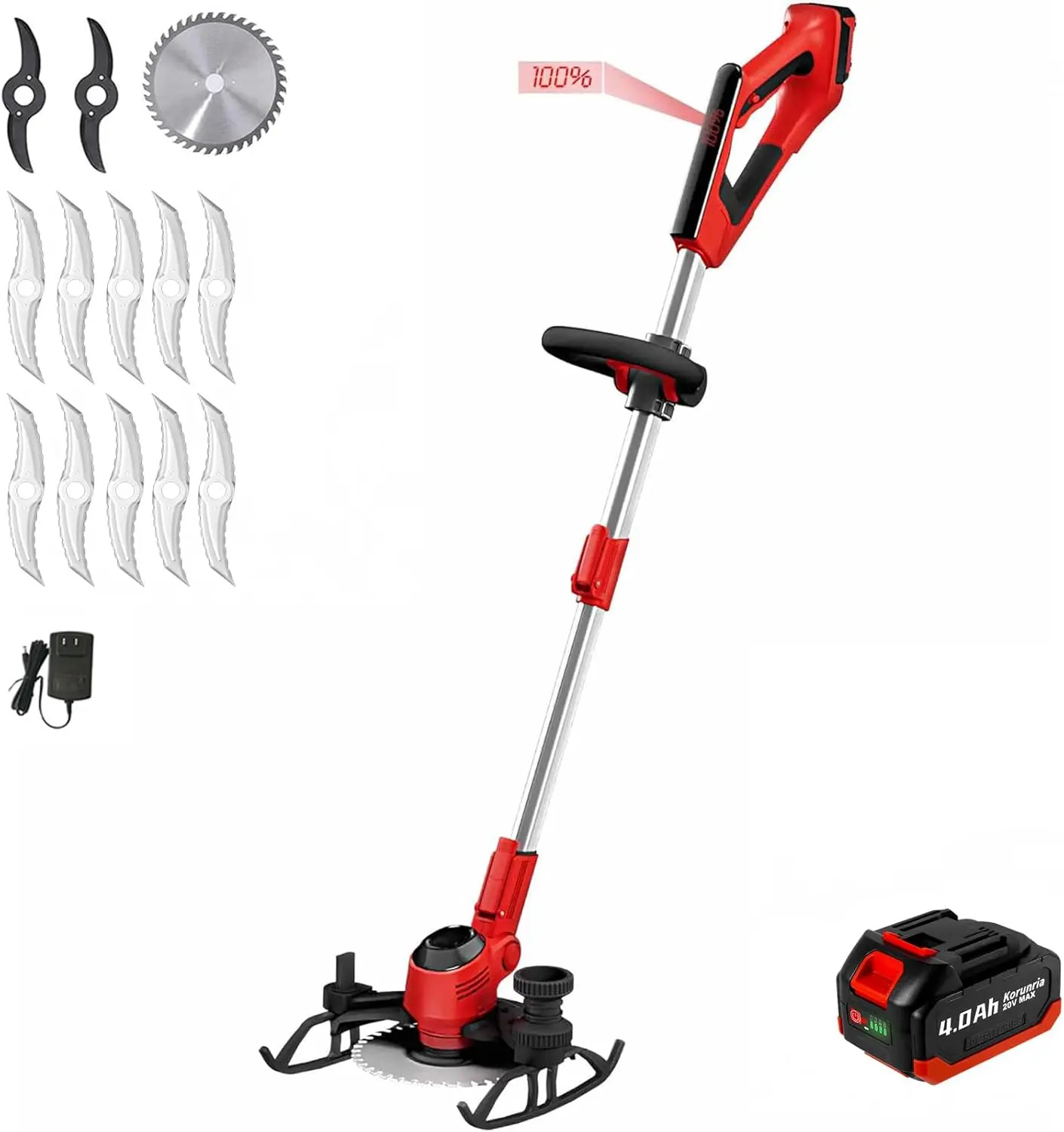 

Бесщеточная косилка Weed Wacker, Edger и газонокосилка, аккумулятор емкостью 4,0 Ач, кусторез 3-в-1, зарядное устройство в комплекте (4