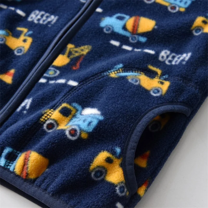 New Spring Autumn Child Kid Clothes Baby Boys Engineering Car Jackets Outwear Polar Fleece Soft Warm