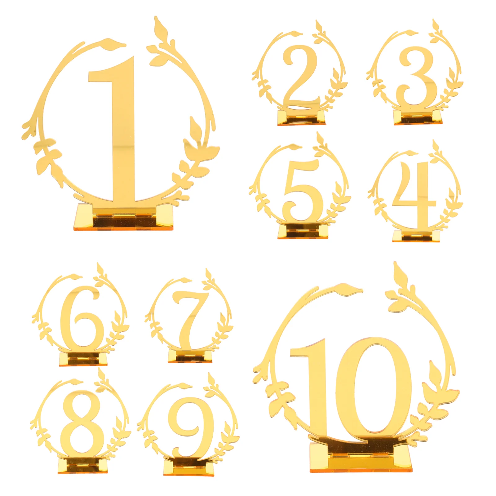 

10 Pcs Dining Table Number Plate Banquet Wedding Decorations Holder Acrylic Gold Pen Signs