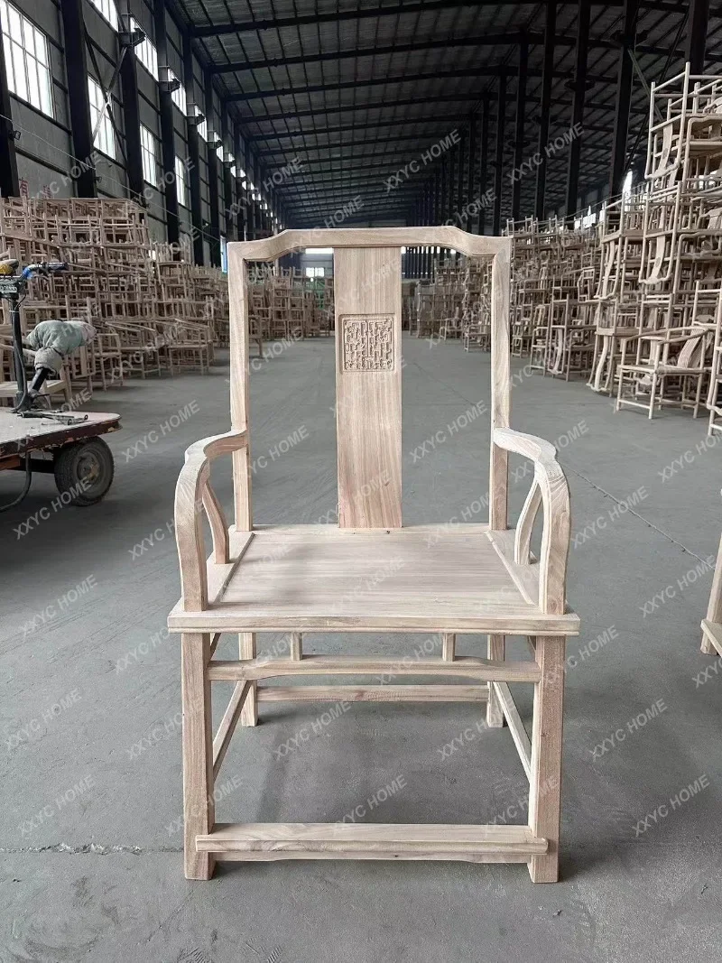 

Northern Elm Solid Wood New Chinese Style Office Chair Taishi Chair Armchair White Frame