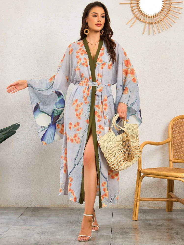 

One Piece Cover Up Beach Kimono For Women Swimsuit Cover Up Wrap Dresses Seaside Bathing Suits Beachwear (excluding Swimsuits)