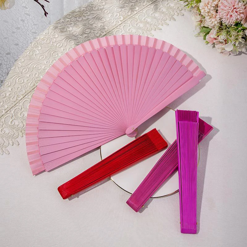 Spanish Pure Color Wood Folding Fan Dance Performance Prop Women Wooden Hand Fans Modern Fold Plain Fan Wedding Party Home Decor