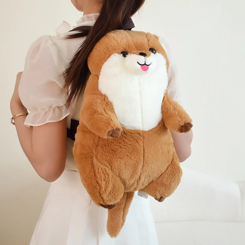 50cm Sea Otter Plush Backpack Cartoon Cute  Plush Toy Soft Stuffed Animal Shoulder Bag for Kids Girls Birthday Gifts