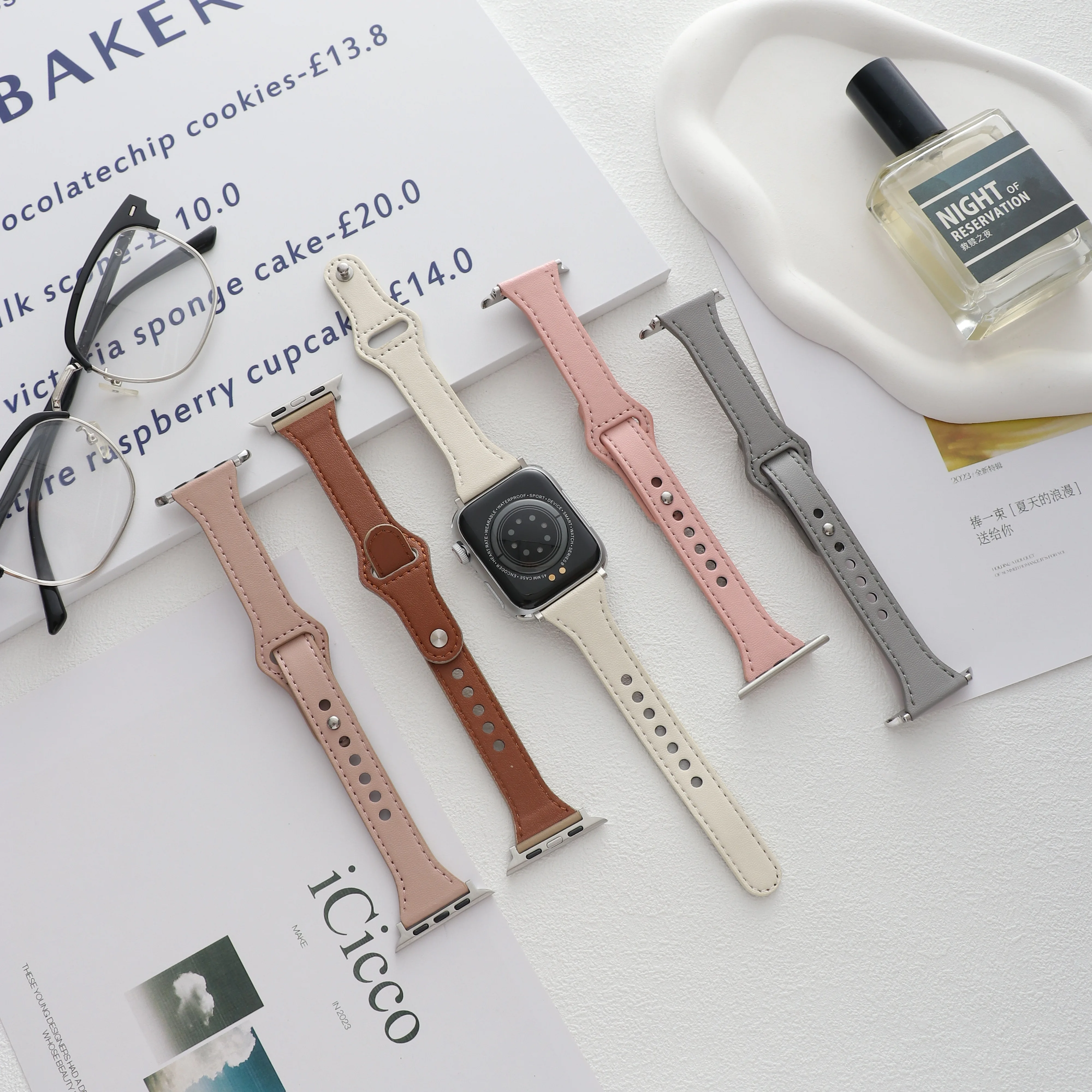 حزام جلد نحيف لساعة أبل الترا 49 مللي متر 8 41 مللي متر 45 مللي متر 7 SE 654321 44 مللي متر سوار نسائي حلقة لسلسلة iwatch 42 مللي متر 40 مللي متر