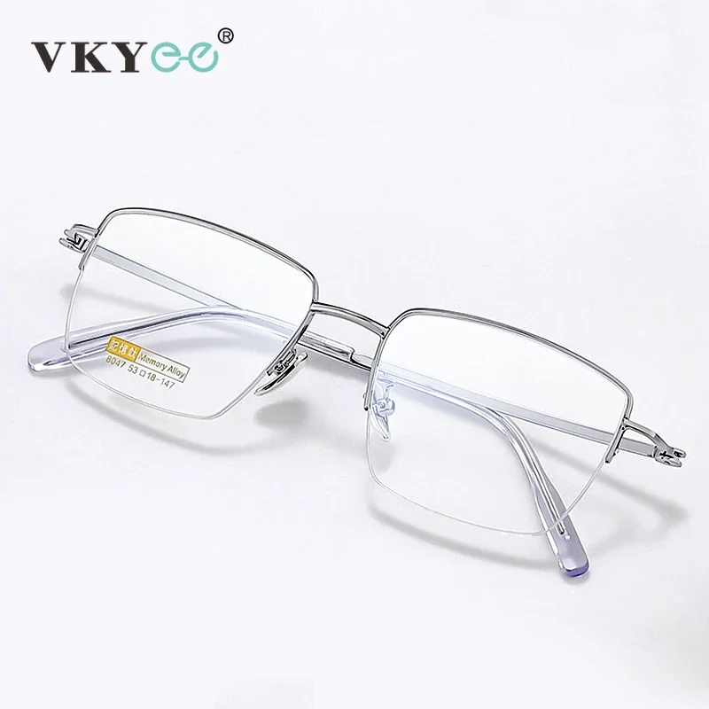 VICKY Fashion Titanium Half Frame Business Myopia Reading Glasses Men Square Photochromic Customized Prescription Glasses K8047