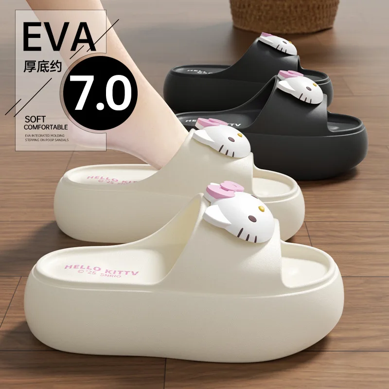 

Genuine Sanrio Licensed Hello Kitty Slippers 7Cm Super Thick Sole Cloud Cushion Design Soft Eva Open-Toe Casual Summer Footwear