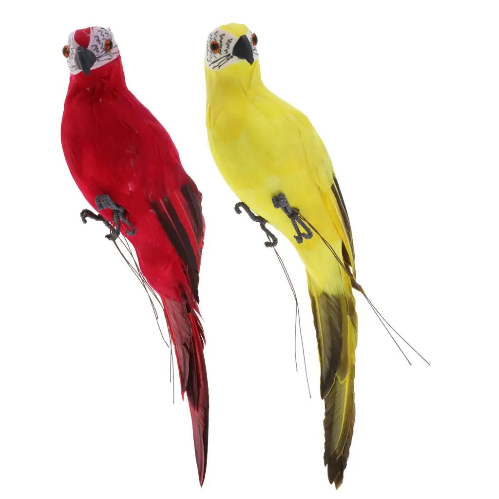 Artificial Parrot Figurines Feather Parrot Macaw Party Favors Simulation Parrot Statue for Lawn Patio Landscape Ornaments