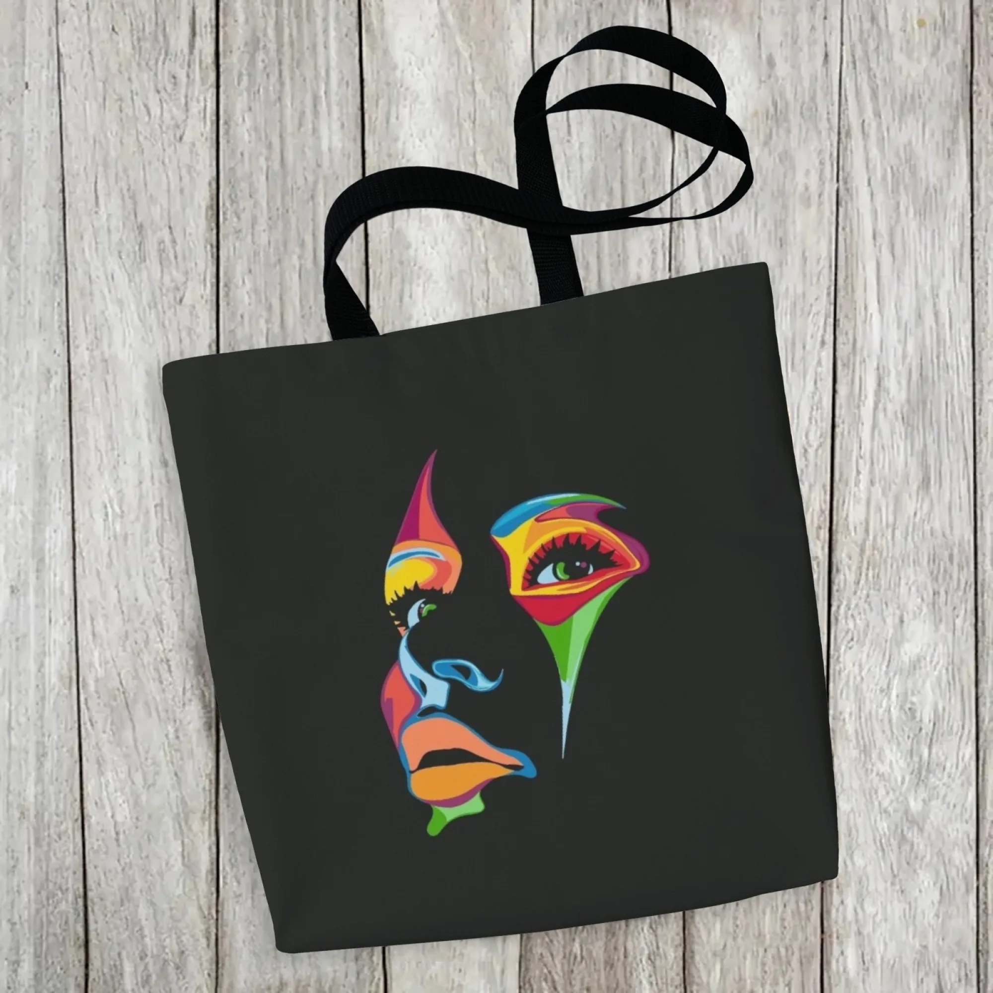 الجدة الإبداعية مجردة الوجه حمل حقيبة قماش حقيبة كتف قابلة لإعادة الاستخدام هدية للأصدقاء الذين عشاق التصميم الفني التجريدي #4