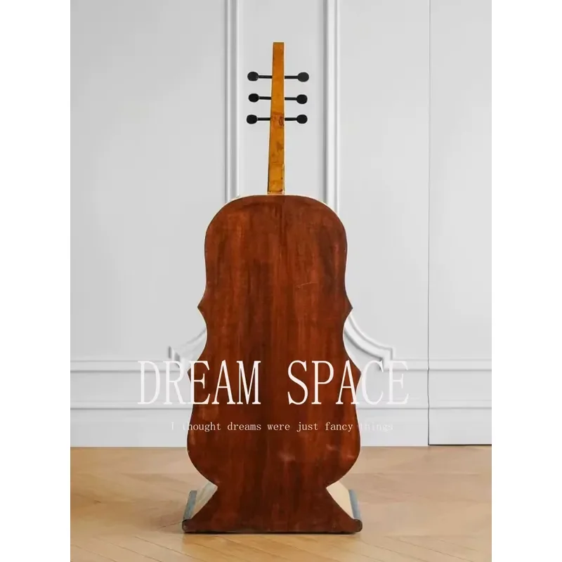 Medieval Solid Wood Cello Chest Cabinet with Tree Burl Pattern Art Decorative Storage Unit for Home