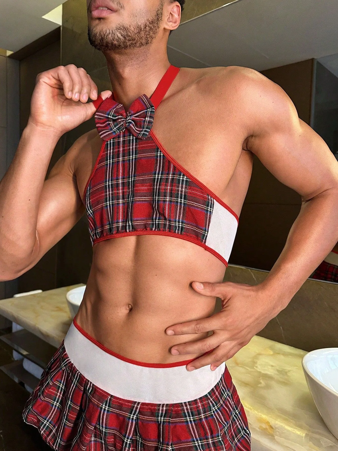 Terno sexual para homem sissy gay uniforme erótico masculino vestido lingerie quente 18 xxx estilo inglês vermelho role-playing trajes uniforme fetiche