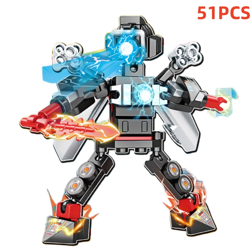 Skibidi Toilet Surveillance Man TV Compatible Building Blocks Mini Model Action Figures Toys Christmas Halloween Birthday Gift