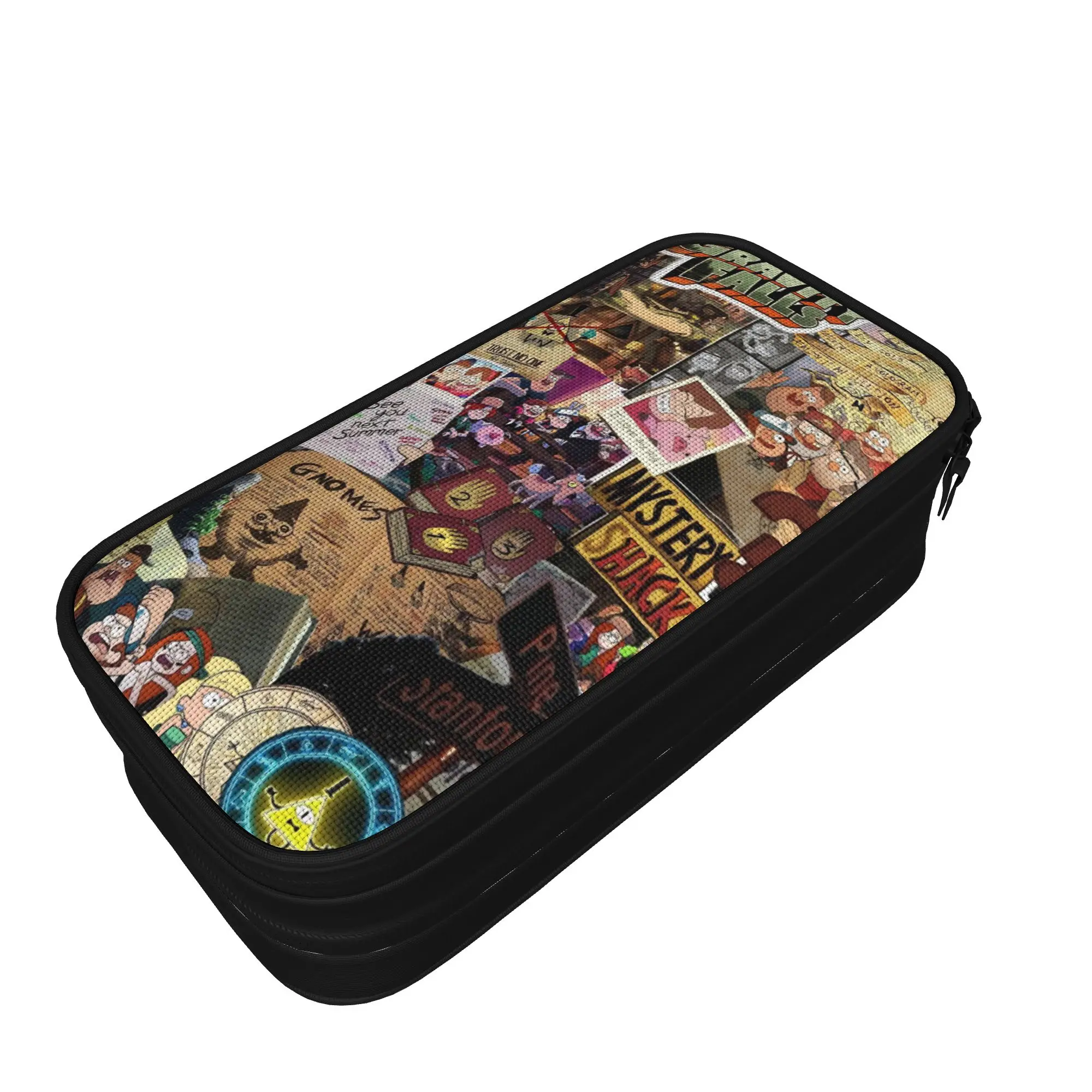 Large Pencil Pouch G-Gravity Falls Merch  Double Layer Pencilcase Girl Make Up Bag Perfect Gifts