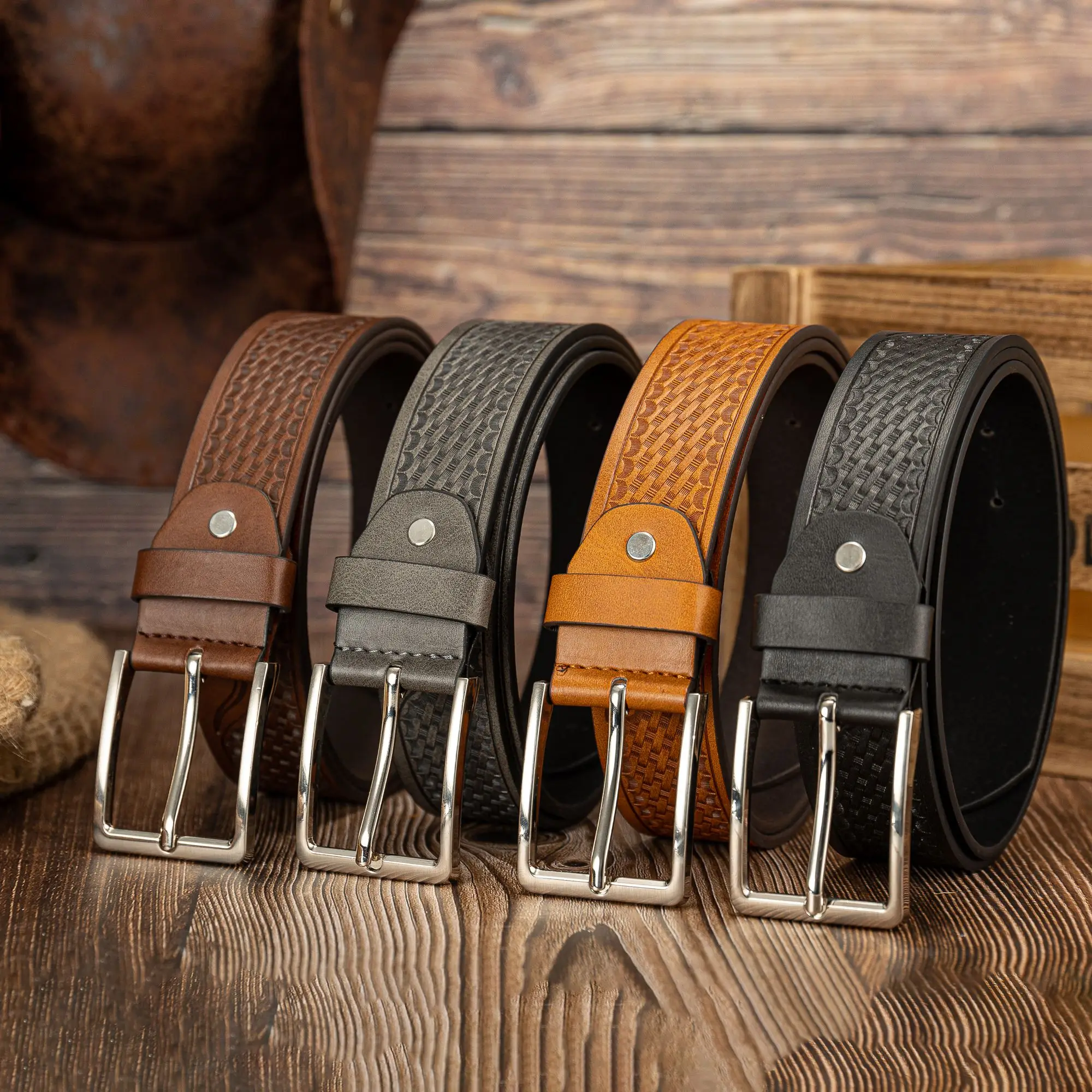 

Пряжка с язычком простой универсальный ремень с тиснением из искусственной кожи с пятнистой головой быка