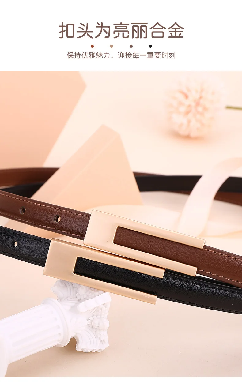 Damen Mode-Gürtel aus Rindsleder; Dünner Taillengürtel; Vielseitige Dekoration; Schlankmachender Accessoire für Kleider; Anzug-Accessoire; Gürtel für Frauen – Detail 2