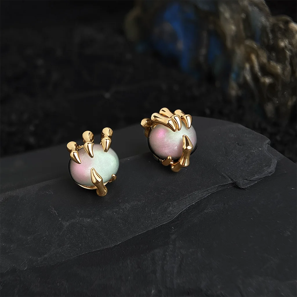 

Elegant Statement Dragon Claw Earrings | Iridescent Unique Niche Design Stud Jewelry for Women
