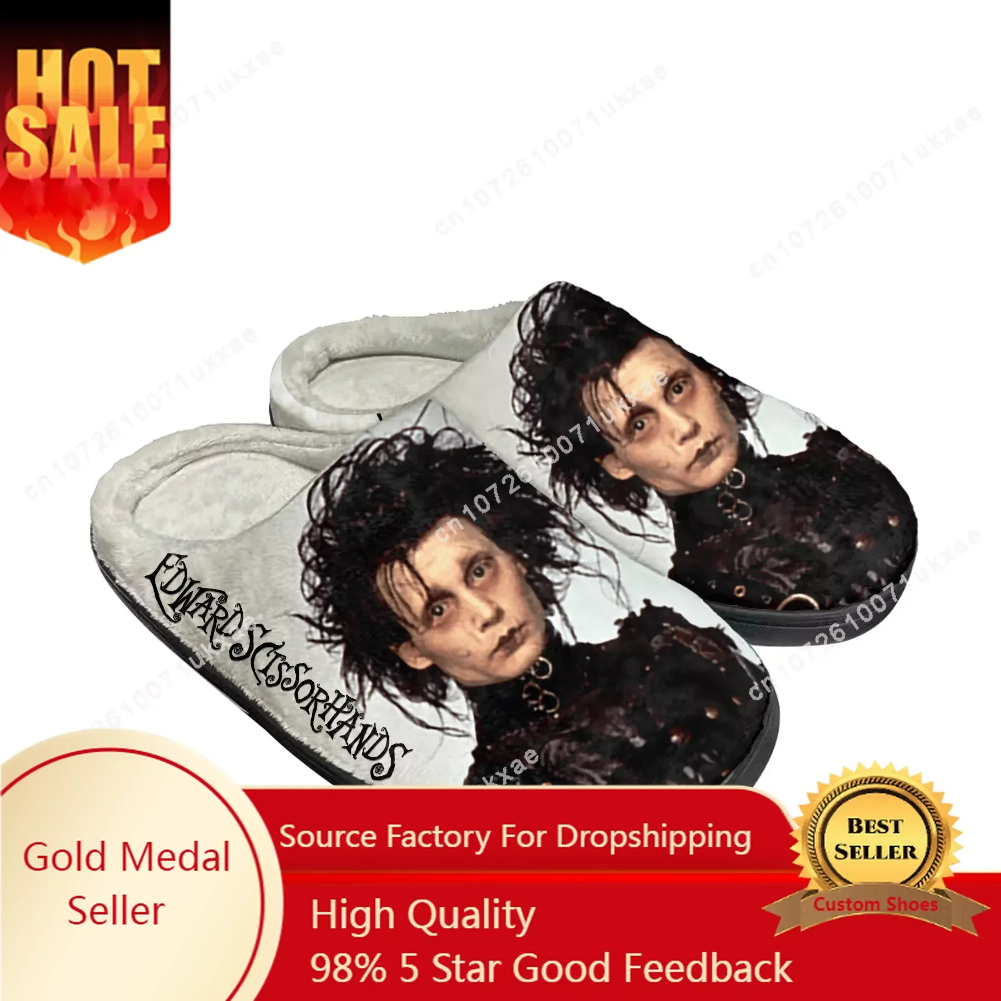 Edward Scissor hands Johnny Depp Home Baumwolle Hausschuhe Herren Damen Plüsch Schlafzimmer lässig halten warme Schuhe Indoor maßge schneiderte Schuh