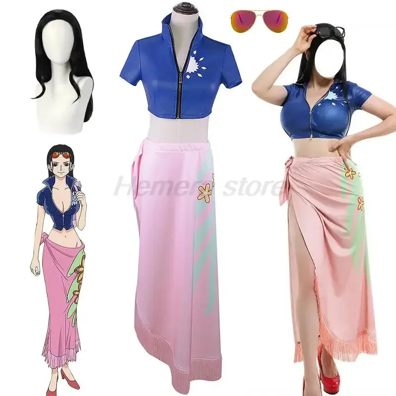 Bear's Den Anime Costume Dress Outfits Nico Robin Cosplay Custom Glasses Party Wig Suit Costumes for Girl Hall New 2025
