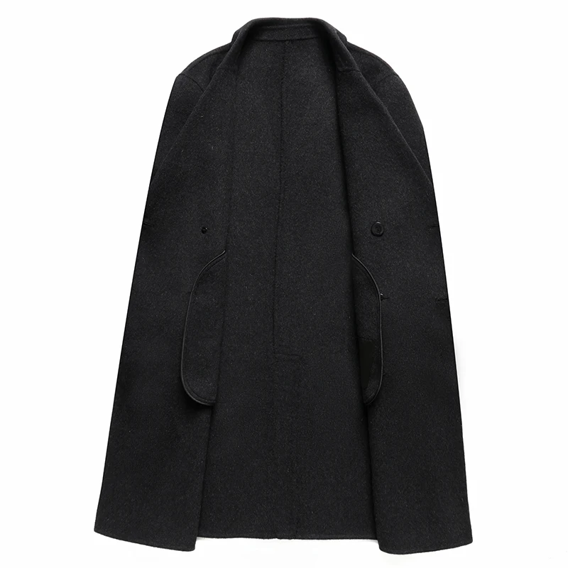 Winter Autumn Men's Double-Breasted Wool Blend Overcoat Hand Sewing Essential Coats Gentlemen Topcoat Old Money Elegant Attire