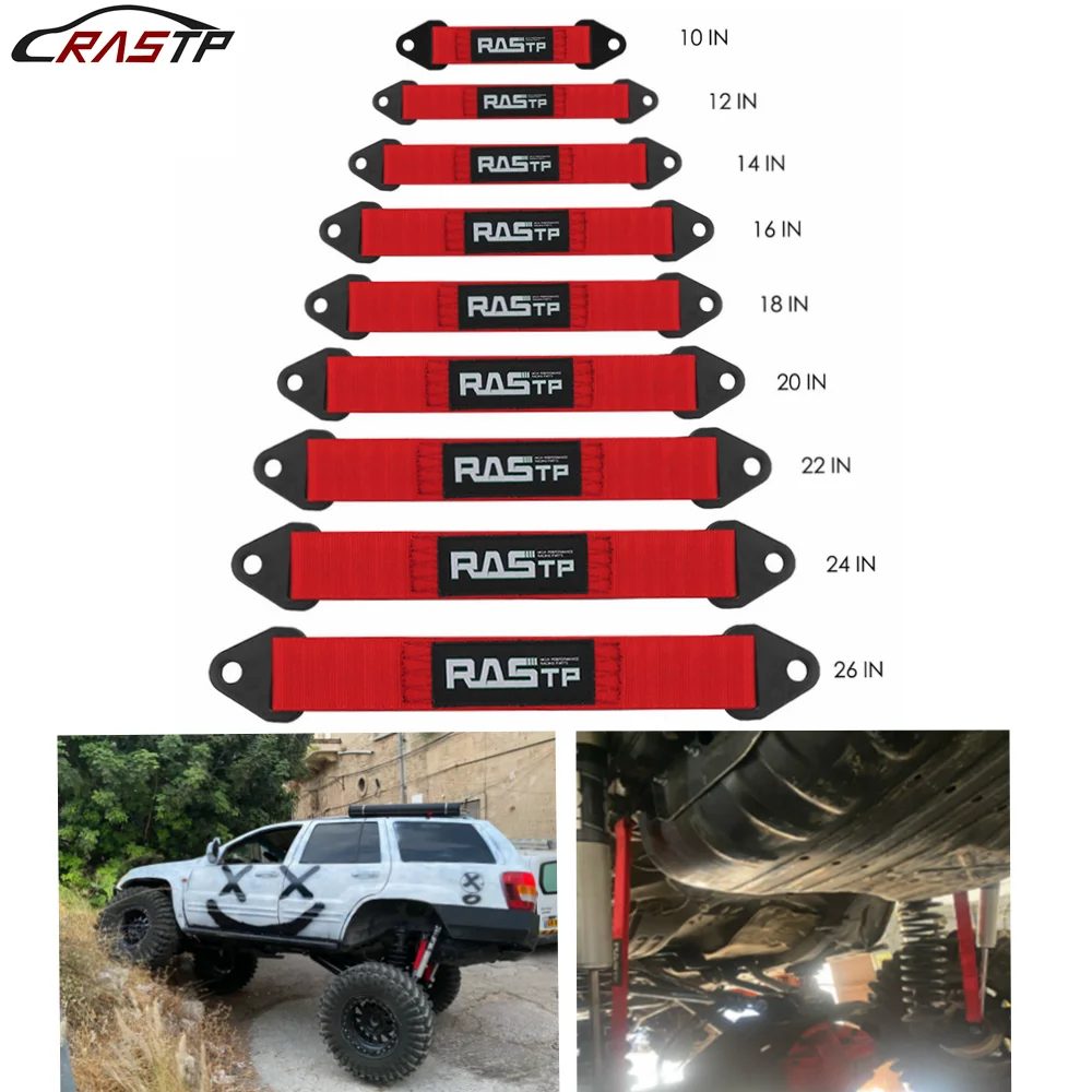 10in-26in Red Woven Thickened Four-layer Limit Straps for Off-road Prevent Damage To Suspension And Driveline Components TD002