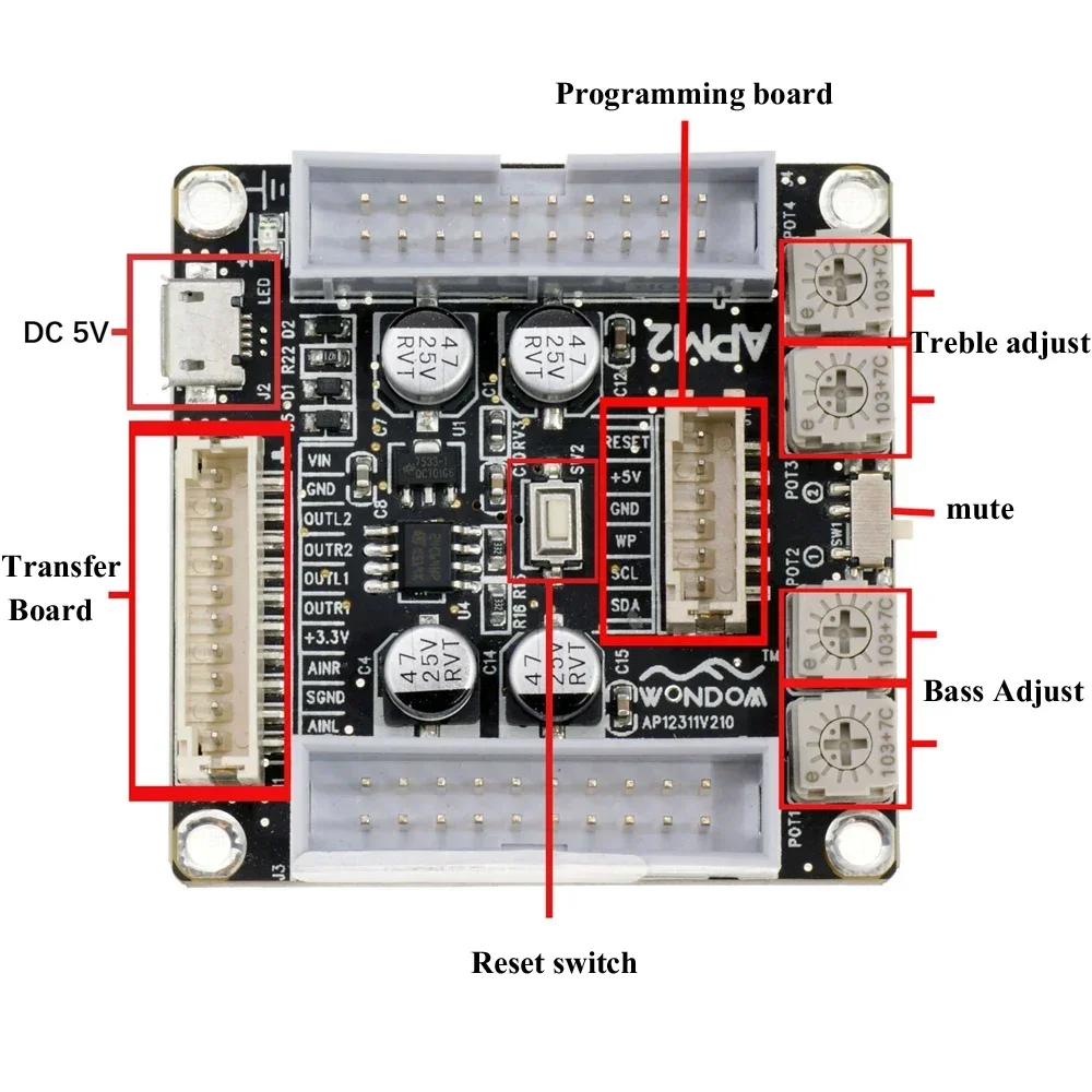 ADAU1701 2.1 DSP Professional Audio Digital Processing Dsp Preamp Tone Plate Volume Control Board