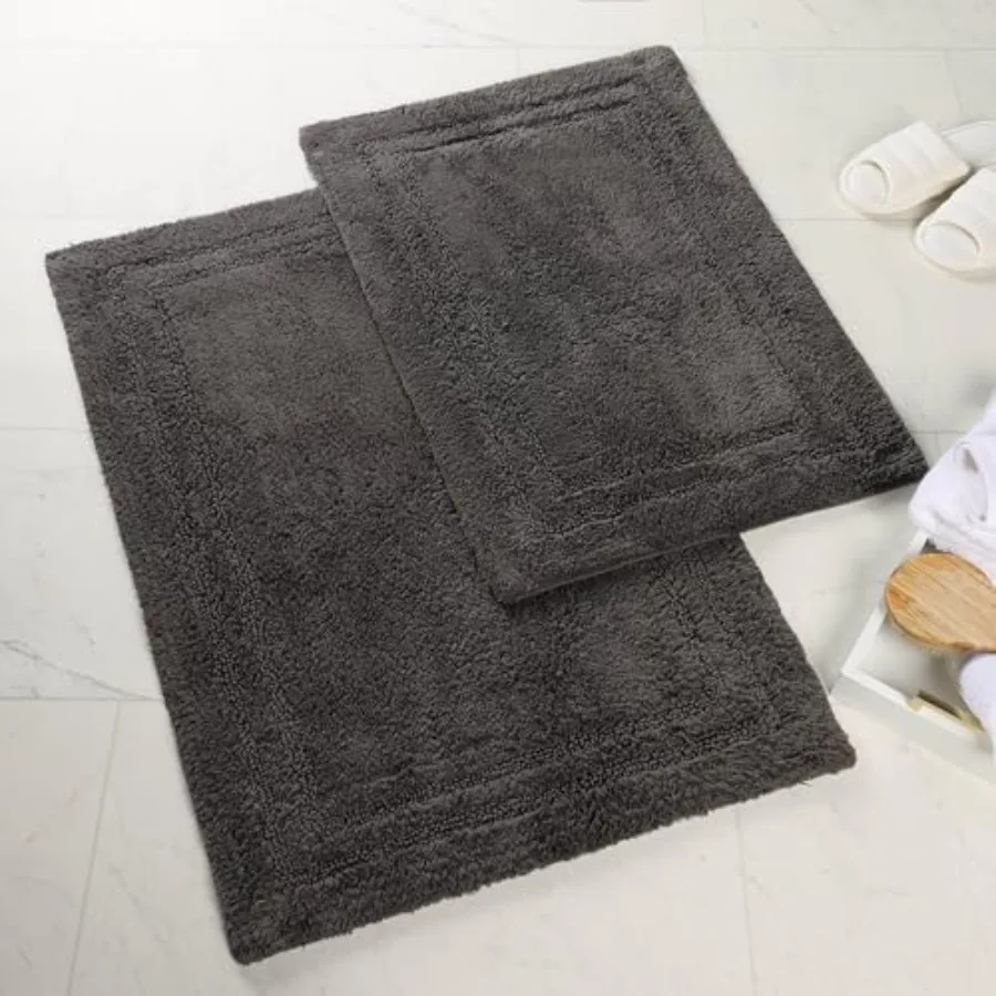 

Улучшенный нескользящий комплект из 2-х предметов ковриков для ванной Ультраплюшевый мягкий и впитывающий ворс из 100% чесаного хлопка — традиционный овальный комплект ковриков для ванной C