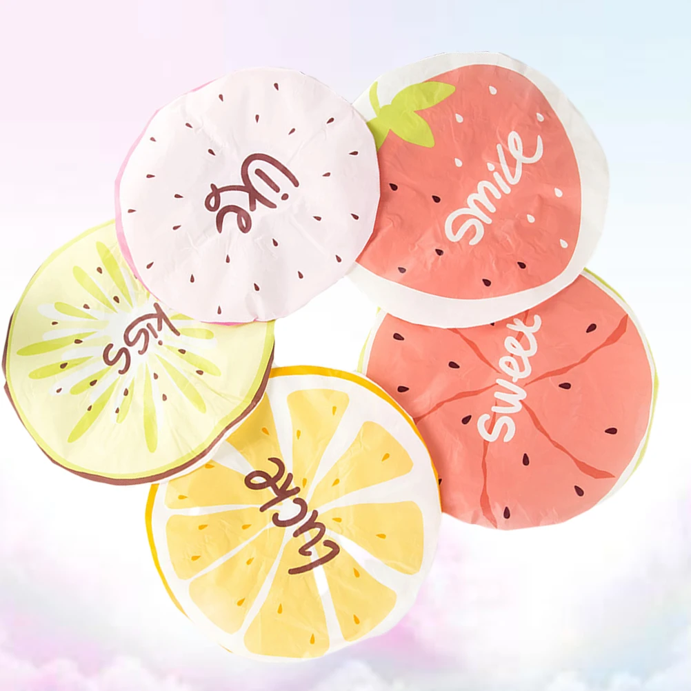 

5Pcs Fruit Shower Caps Waterproof Bathing Hats for Adults Hair Protection Spa Cooking Hairbands Bath Accessories