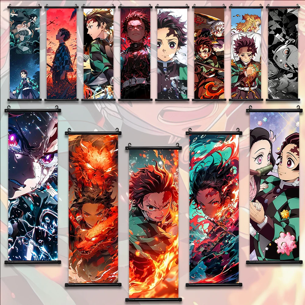 

Demon Slayer Tanjiro Wallpaper Living Room Poster Wall Artwork Canvas Painting Print Anime Hanging Scroll Home Decoration Art